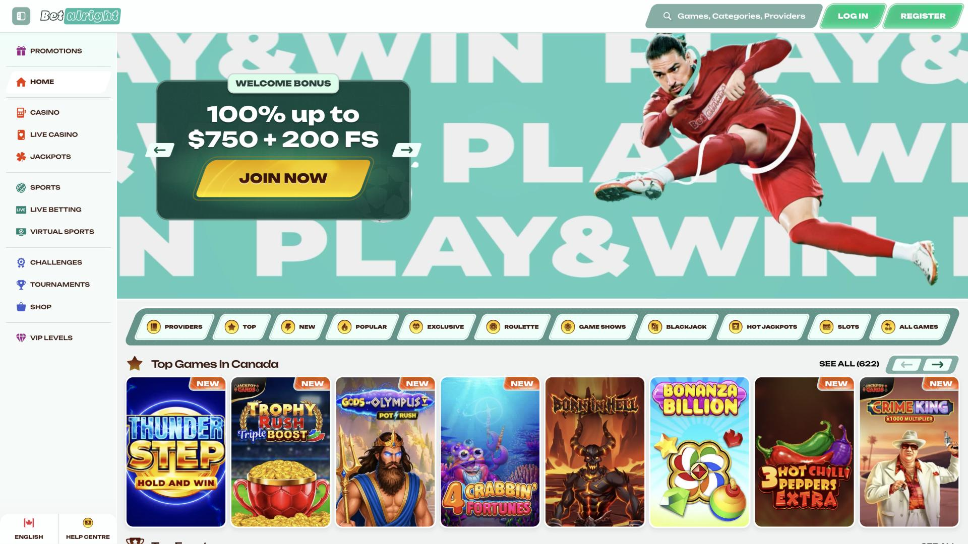 Screenshot of the Betalright website